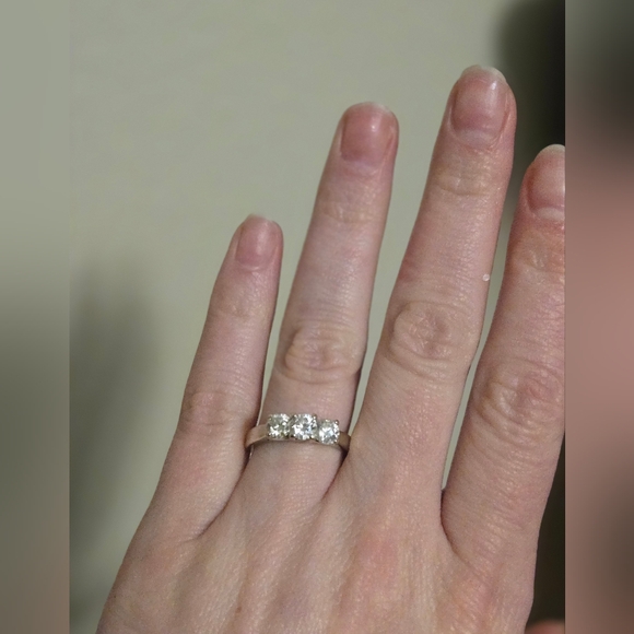 Helzberg Diamonds Silver Engagement Ring with Three Round Diamonds - Picture 3 of 9